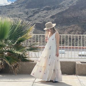 Splendid Floral Bloom Maxi Tiered Dress with Pockets